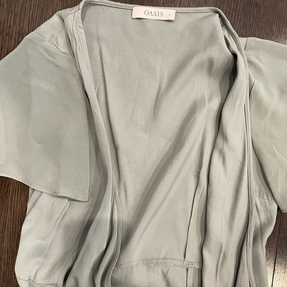 Oasis chiffon wrap dress khaki size UK6/US0 (John lewis) - Picture 7 of 7